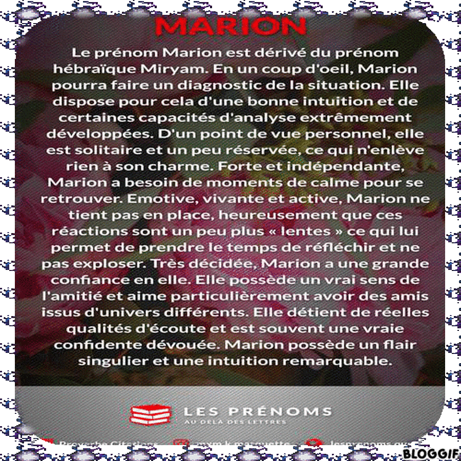 Signification Du Prenom Marion